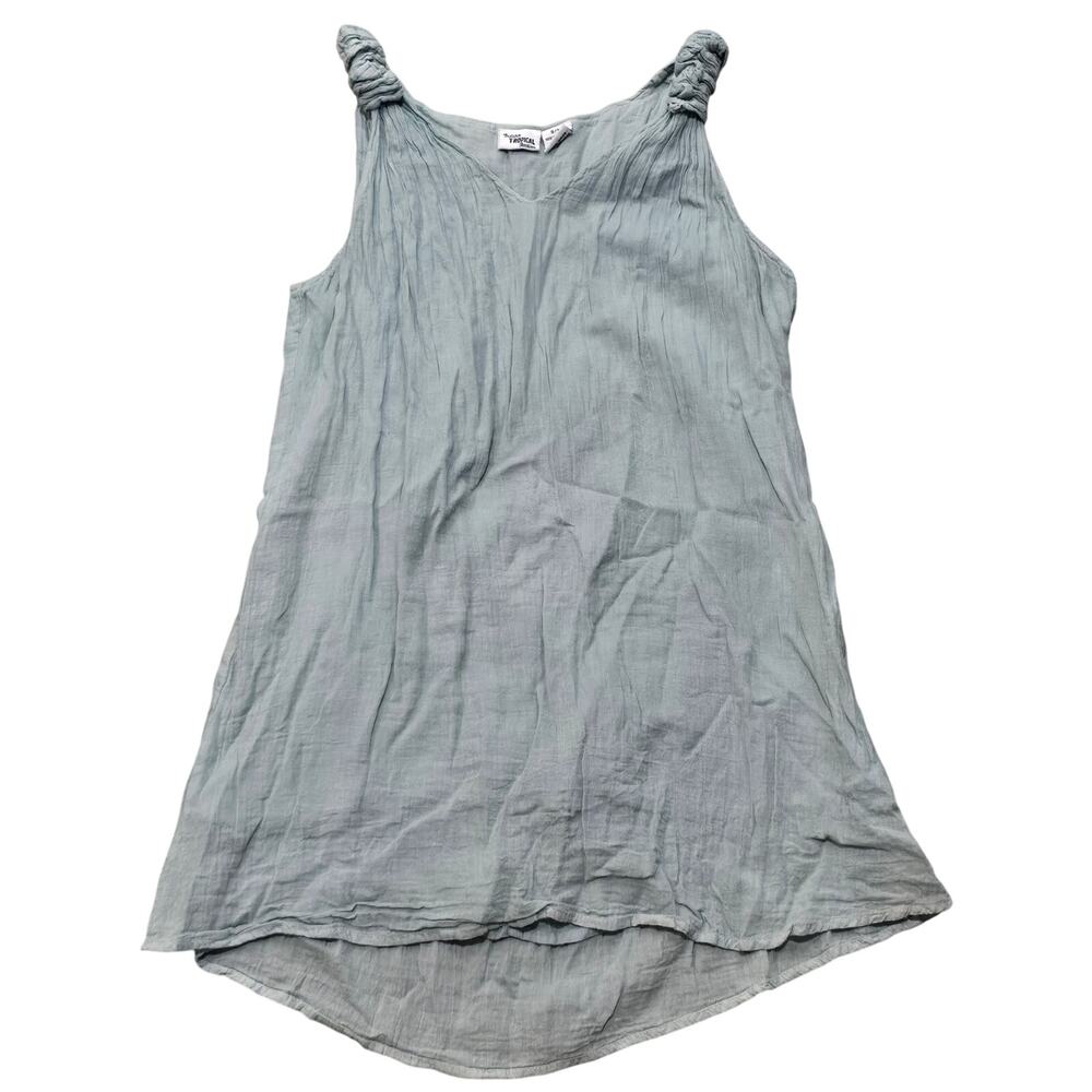 Indian Tropical Fashion Green Sleeveless Tunic Top Swim Cover Shirt
